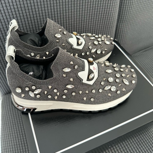 Karl Lagerfeld Paris Malna Rhinestone Embellished Comfort Knit Slip-On Sneaker - Picture 2 of 7